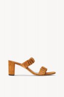 FRANKIE RUCHED SANDAL | CASHEW SUEDE