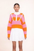 CROPPED HAMPTON SWEATER | PAPAYA PLUMERIA RUGBY STRIPE