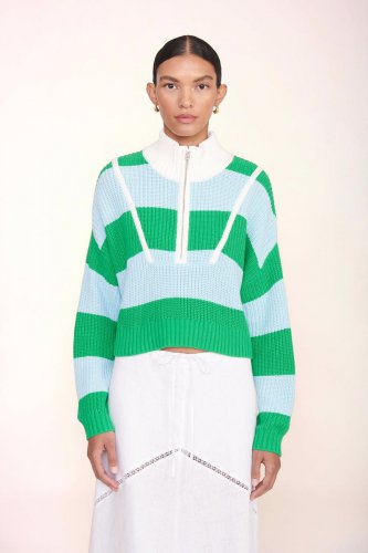 CROPPED HAMPTON SWEATER | GRASS SHALLOW RUGBY STRIPE