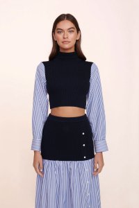 LOUISA TOP | NAVY BLUE WHITE STRIPE